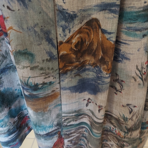 Vintage Geiger Wool Pleated Midi Skirt Nature  Animal Print Austria 42 Sz 10-12 - Picture 8 of 17